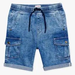 Acid Wash Shorts with Elasticated Drawstring Waist-49
