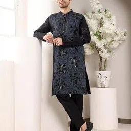 Men Embellished Regular Fit Long Kurta-image-62