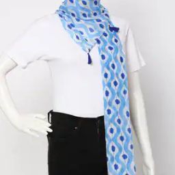 Abstract Print Scarf with Tassels-20