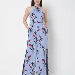 Leaf Print Halter-Neck Jumpsuit-19