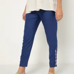 Flat-Front Pants with Embroidery-image-68