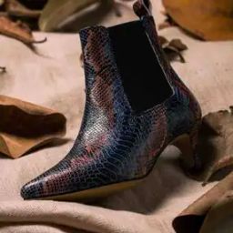 Snake Print Kitten-Heeled Ankle-Length Boots-image-49