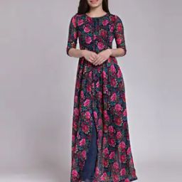 Floral Print Round-Neck Tunic-17