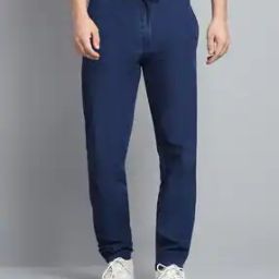 Men Straight Track Pants with Elasticated Waist-image-1