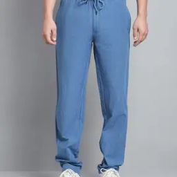 Men Straight Track Pants with Elasticated Waist-image-2