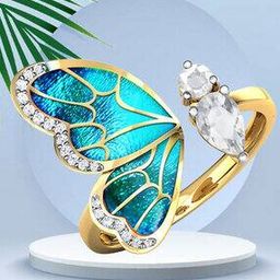 Gold-Plated Enamel Adjustable Ring-37