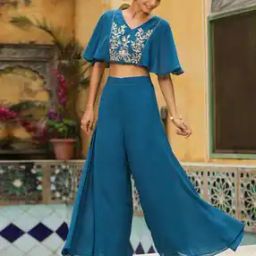 Women Embroidered Crop Top with Palazzos-picture-35