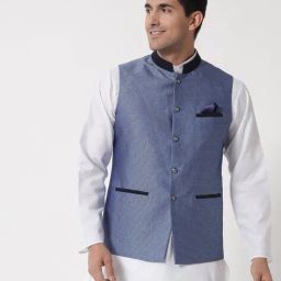 maxence Men Patterned Regular Fit Nehru Jacket with Welt Pockets image 1