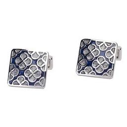 the tie hub Set of 2 Silver-Plated Floral Design Cufflinks-picture-0