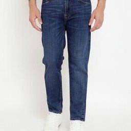 Lightly Washed Mid-Rise Tapered Fit Jeans-image-55
