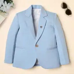 Boys Cotton Lapel Neckline Blazer-image-0