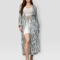Shibori Print Full-Length Shrug-50