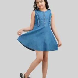 Girls Printed Fit & Flare Dress-image-5