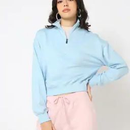 Women Regular Fit Zip-Front Sweatshirt-image-9