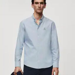 Men Tailored Fit Shirt with Embroidered Logo-image-40