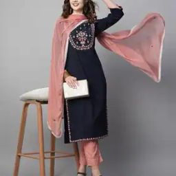 Women Embroidered Straight Kurta Set-image-16