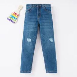 Lightly Washed Distressed Jeans-5