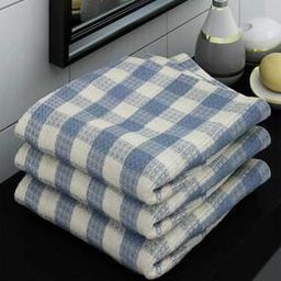 Set of 3 Checked Cotton Bath Towels-image-13
