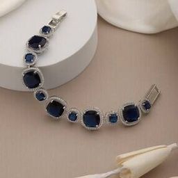 Rhodium Plated wraparound Tennis Statement Bracelet-image-36