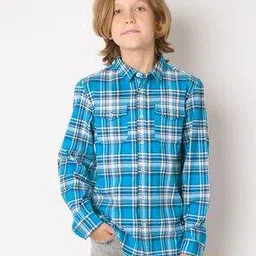 jack & jones Boys Checked Regular Fit Shirt with Flap Pockets-picture-36