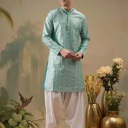 Men Embroidered Regular Fit Long Kurta-image-64