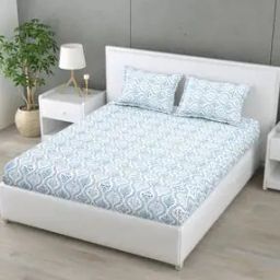 160 TC Floral Print Super King-Size Bedsheet with Pillow Covers-image-6
