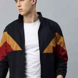 Colourblock Jacket with Zip-Front-0