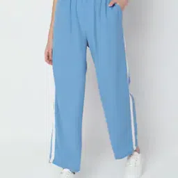 Women Striped Track Pants with Inset Pockets-image-15