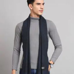 Men Geometric Print Scarf with Fringe Hem-9