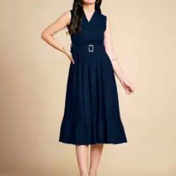 Women Sleeveless Fit & Flare Dress-image-79