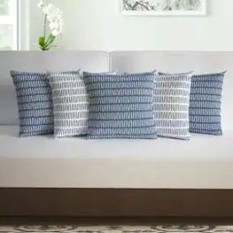 Set of 5 Striped Cushion Covers 16" x 16"-11