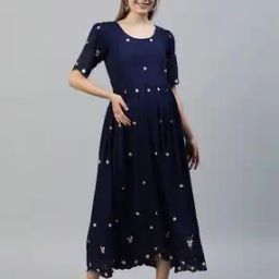 Embroidered Fit & Flare Dress With Zip-Front-picture-4