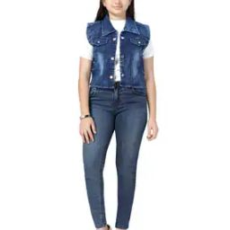 Washed Sleeveless Denim Jacket-image-18