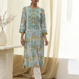 biba Women Floral Print No Darts Straight Kurta-picture-42