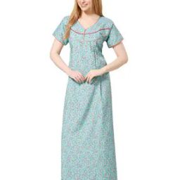 Women Floral Print V-Neck Nightgown-picture-29