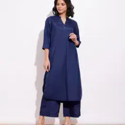 V-Neck Kurta with Short Sleeves-image-66