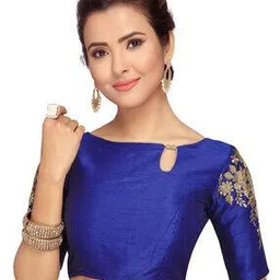 Embroidered Boat-Neck Back Open Blouse-picture-15