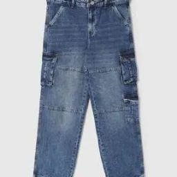 Boys Washed Loose Fit Cargo Jeans-51