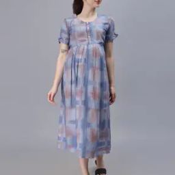 Women Printed Maternity A-Line Dress-image-2