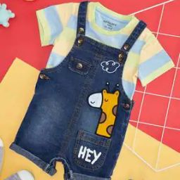 Boys Cotton Printed T-shirt And Dungaree Set-image-94