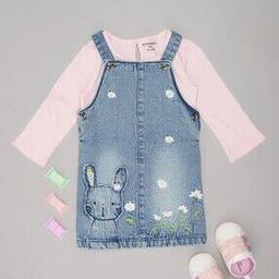 pantaloons baby Girls Embroidery T-shirt And Dungaree Set-picture-40