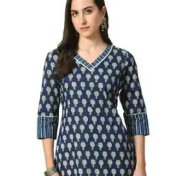 Women Floral Print No Darts Straight Tunic-image-78