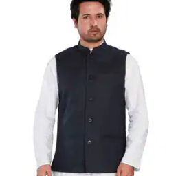 Men Checked Regular Fit Nehru Jacket-image-5