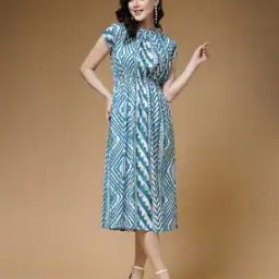 Women Geometric Print Fit & Flare Dress-picture-9