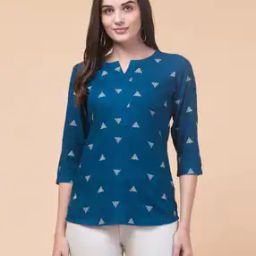 Women Printed No Darts Straight Kurti-image-53