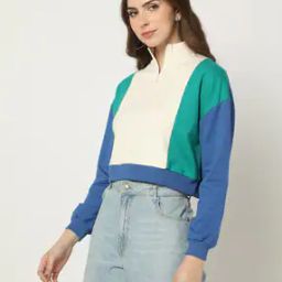 Women Colourblock Regular Fit Sweatshirt-image-79