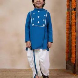 Boys Embroidered Kurta & Dhoti Pants Set-image-42