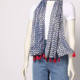 Geometric Print Scarf with Tassels-26