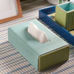 Stitched Faux Leather Tissue Box-image-45