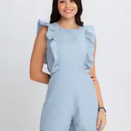 Sleeveless Playsuit with 2 Side Ruffled-image-55